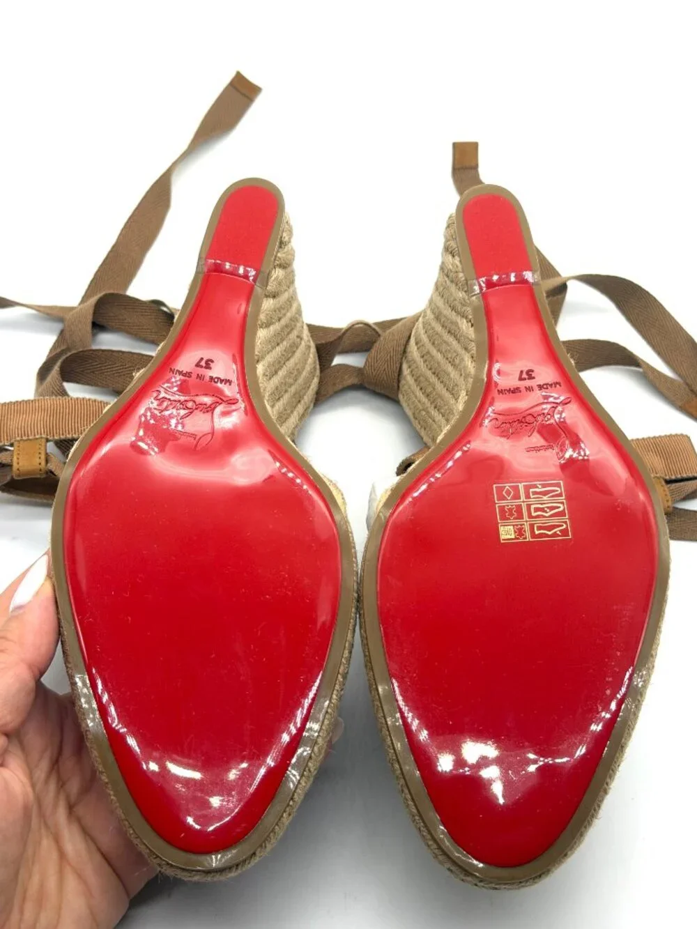 Christian Louboutin TOLEDA 85 Mesh Wedge Heel Ribbon Tie Espadrille Sandals